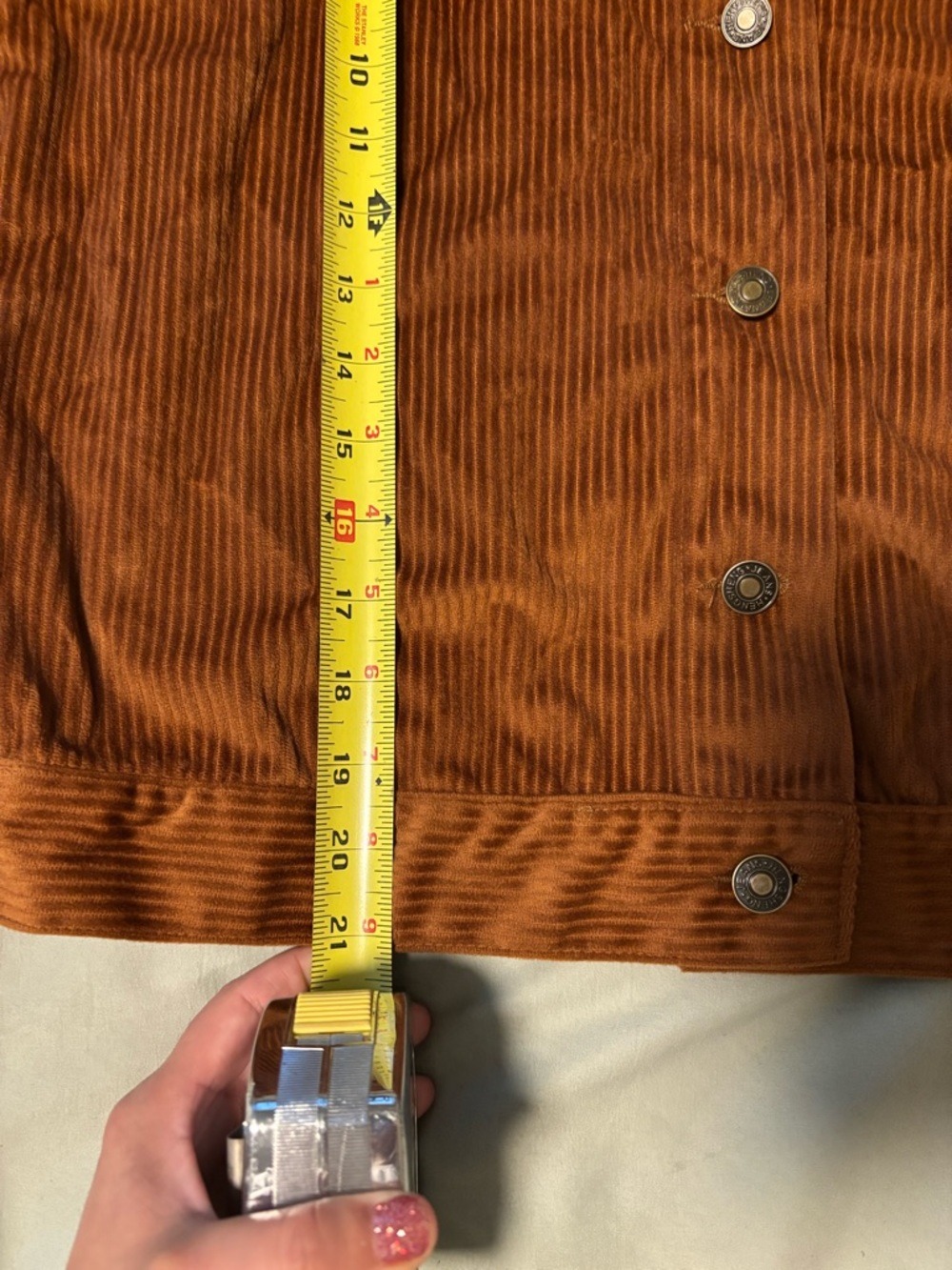 Corduroy Button-Front Trucker Jacket in Camel - Picture 6 of 11